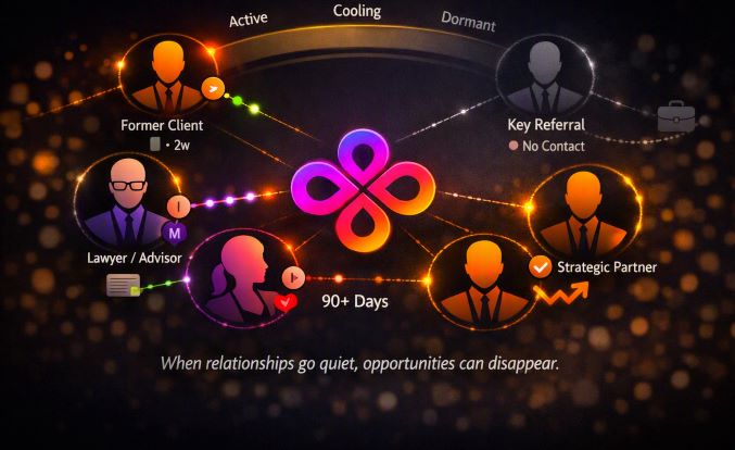 Referral source management revealing relationship blind spots and dormant referral relationships